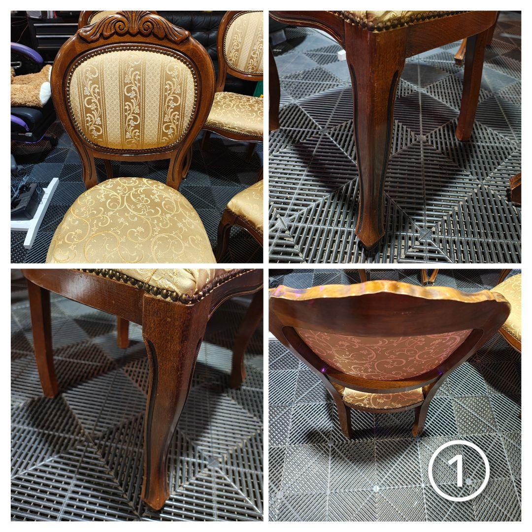 a【三郷市〜引取り／自社便限定】アンティーク•ロココ 猫脚ダイニングチェア４脚