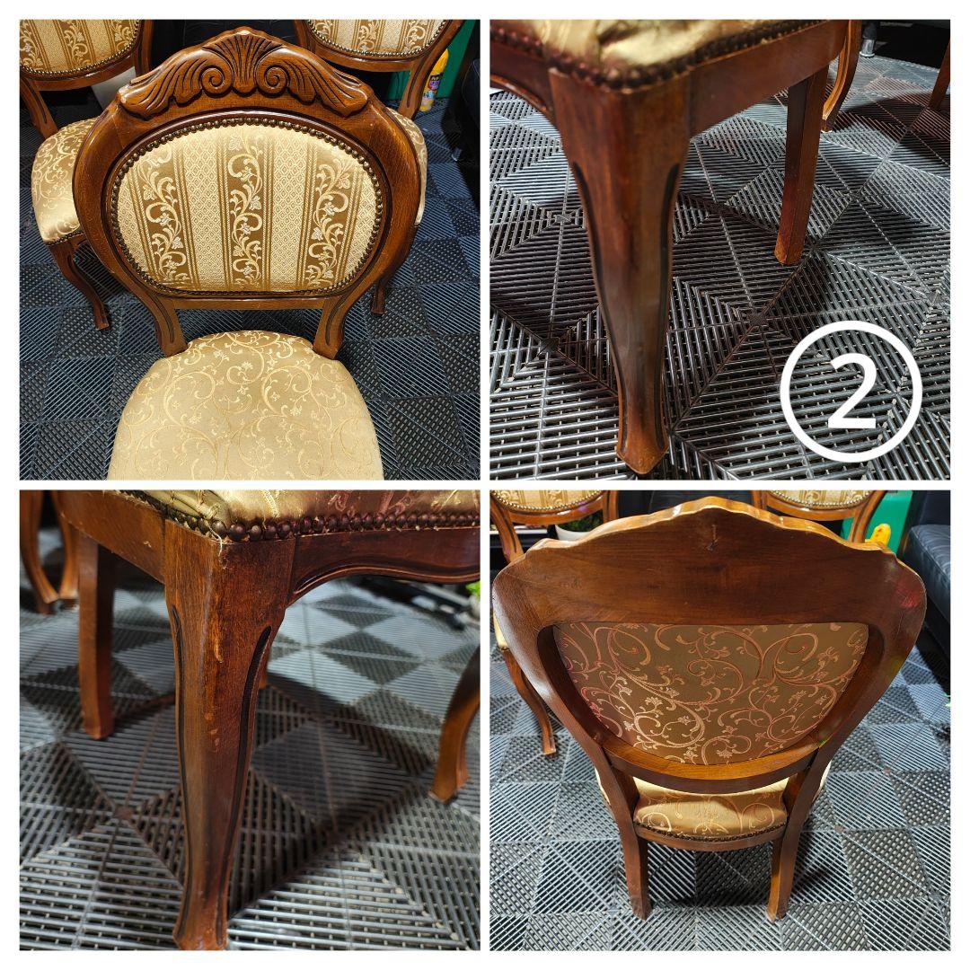 a【三郷市〜引取り／自社便限定】アンティーク•ロココ 猫脚ダイニングチェア４脚