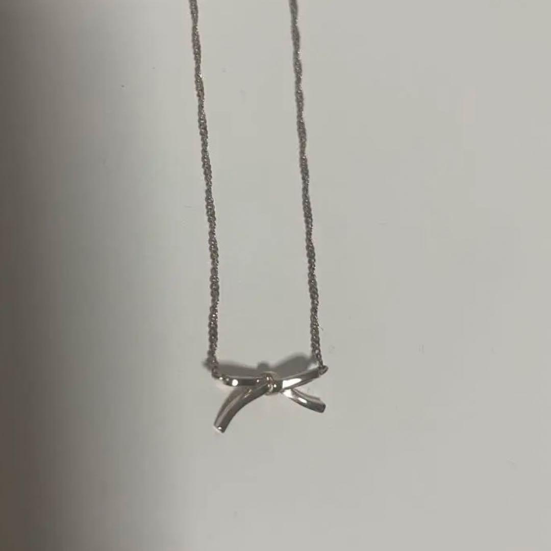 ete リボンモチーフ ネックレス ピンクゴールド