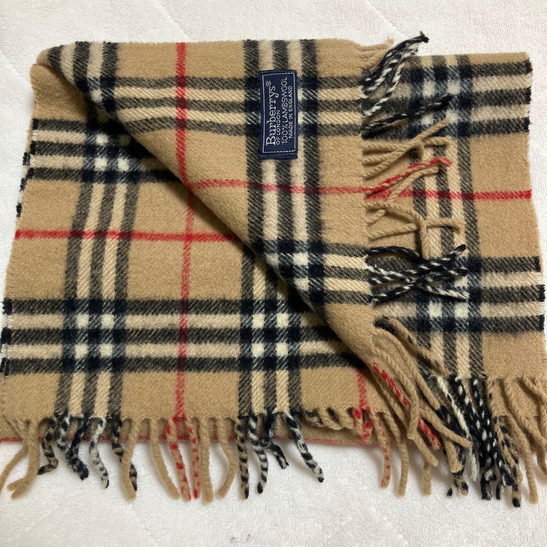 バーバリーBurberry'sチェック柄マフラー 100%ラムウール
