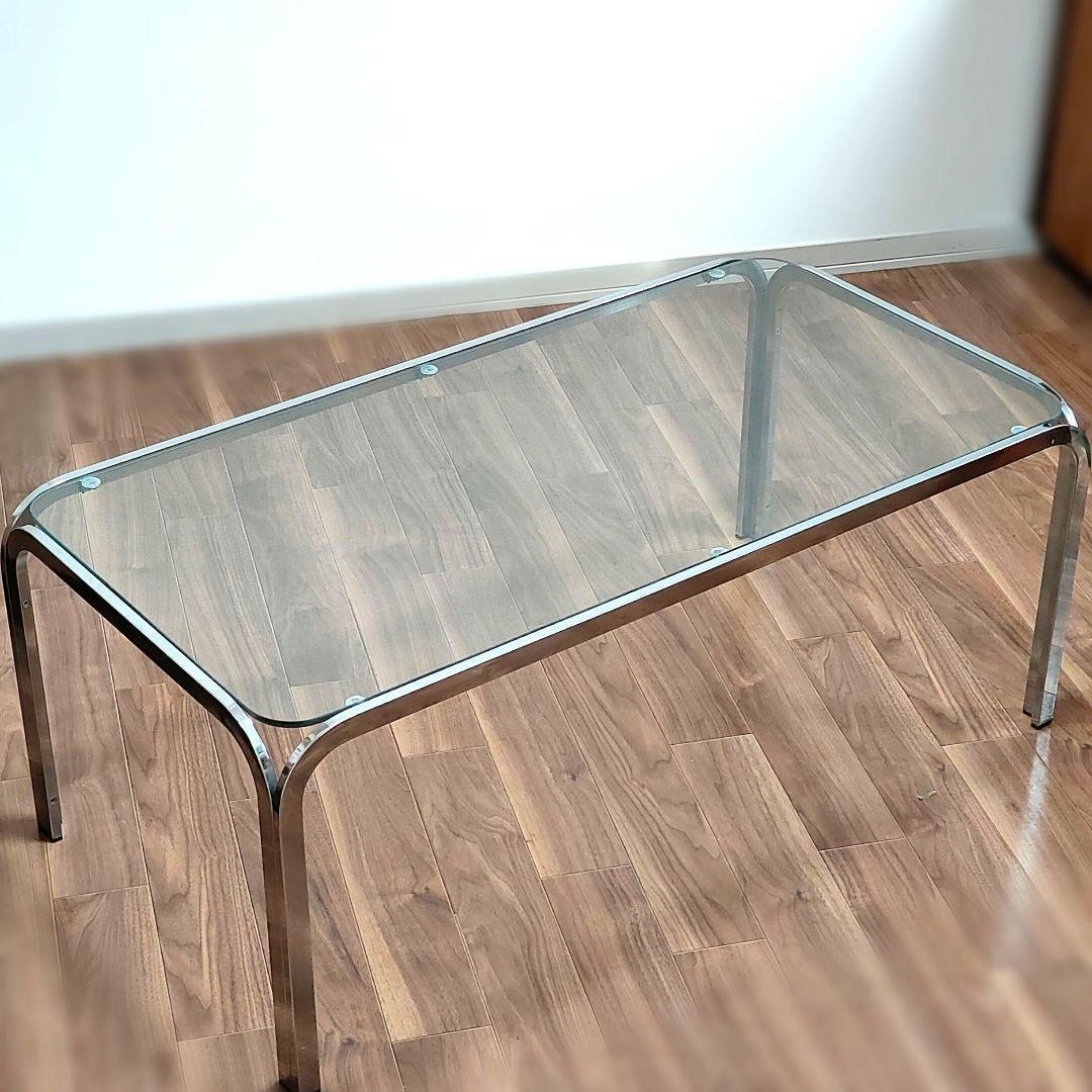 ガラステーブル　昭和レトロ　ミッドセンチュリー