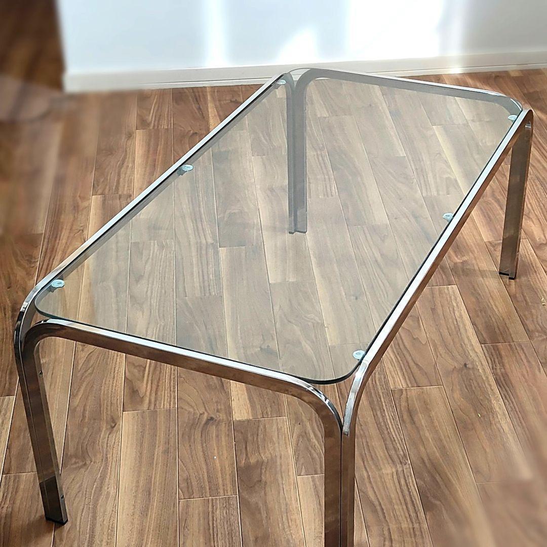 ガラステーブル　昭和レトロ　ミッドセンチュリー