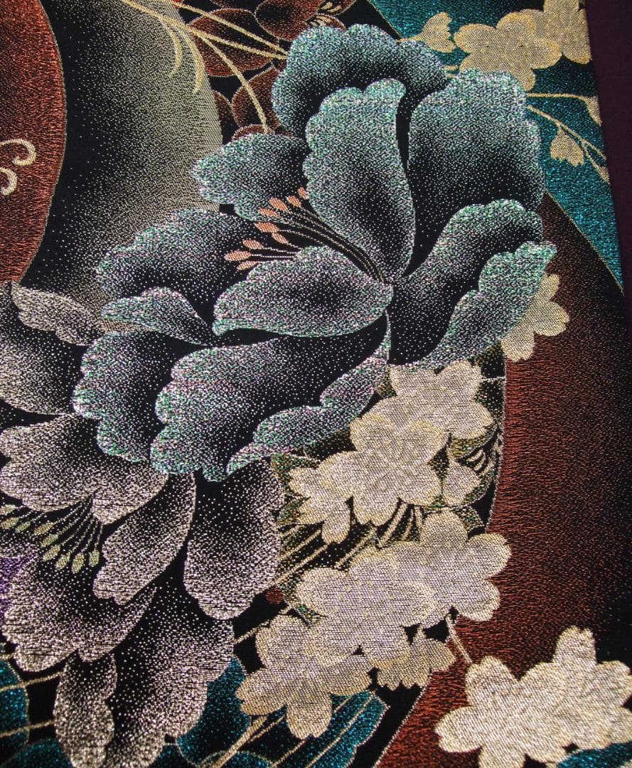 山本寛斎/赤無地桜地紋/比翼仕立て 振袖フルセット　ｍ55　成人式