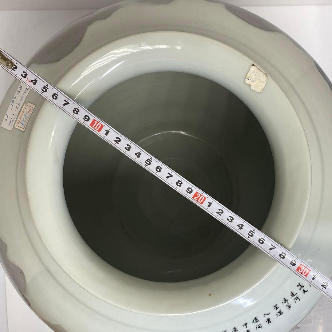 中国美術 粉彩山水画 大壷 H43cm 東キ7-1230① トヒエ