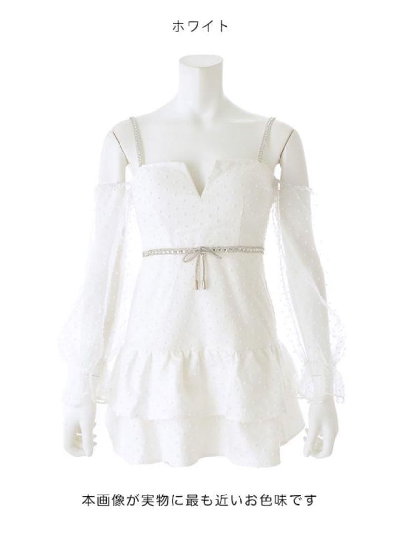 ドットシアースリーブフリルミニドレス