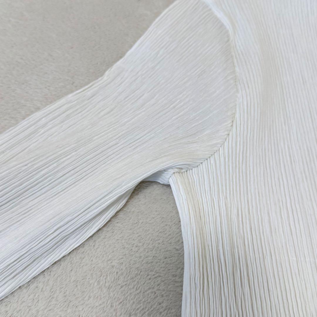 極美品✨ISSEY MIYAKE プリーツ　ホワイト　ノーカラー　ジャケット