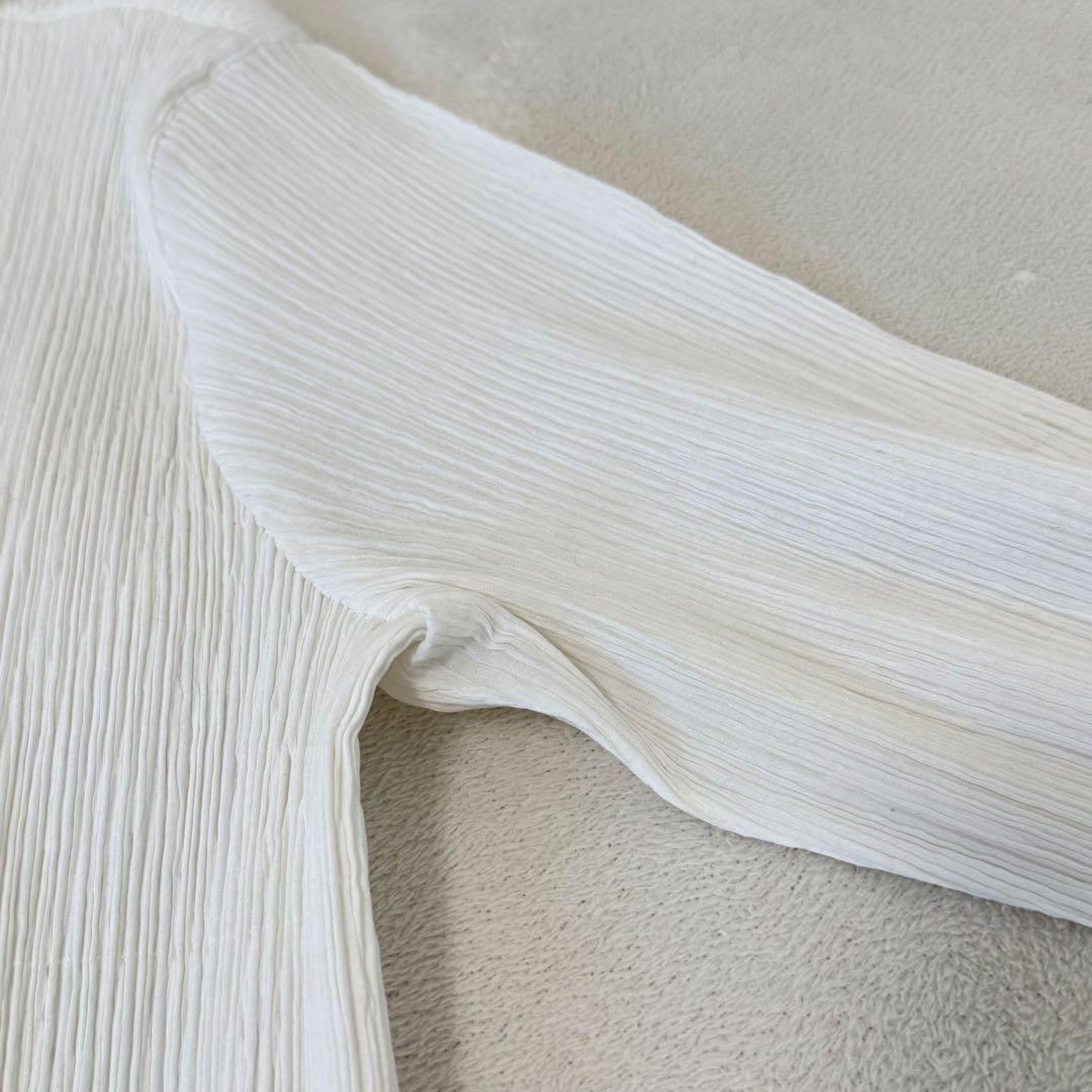 極美品✨ISSEY MIYAKE プリーツ　ホワイト　ノーカラー　ジャケット