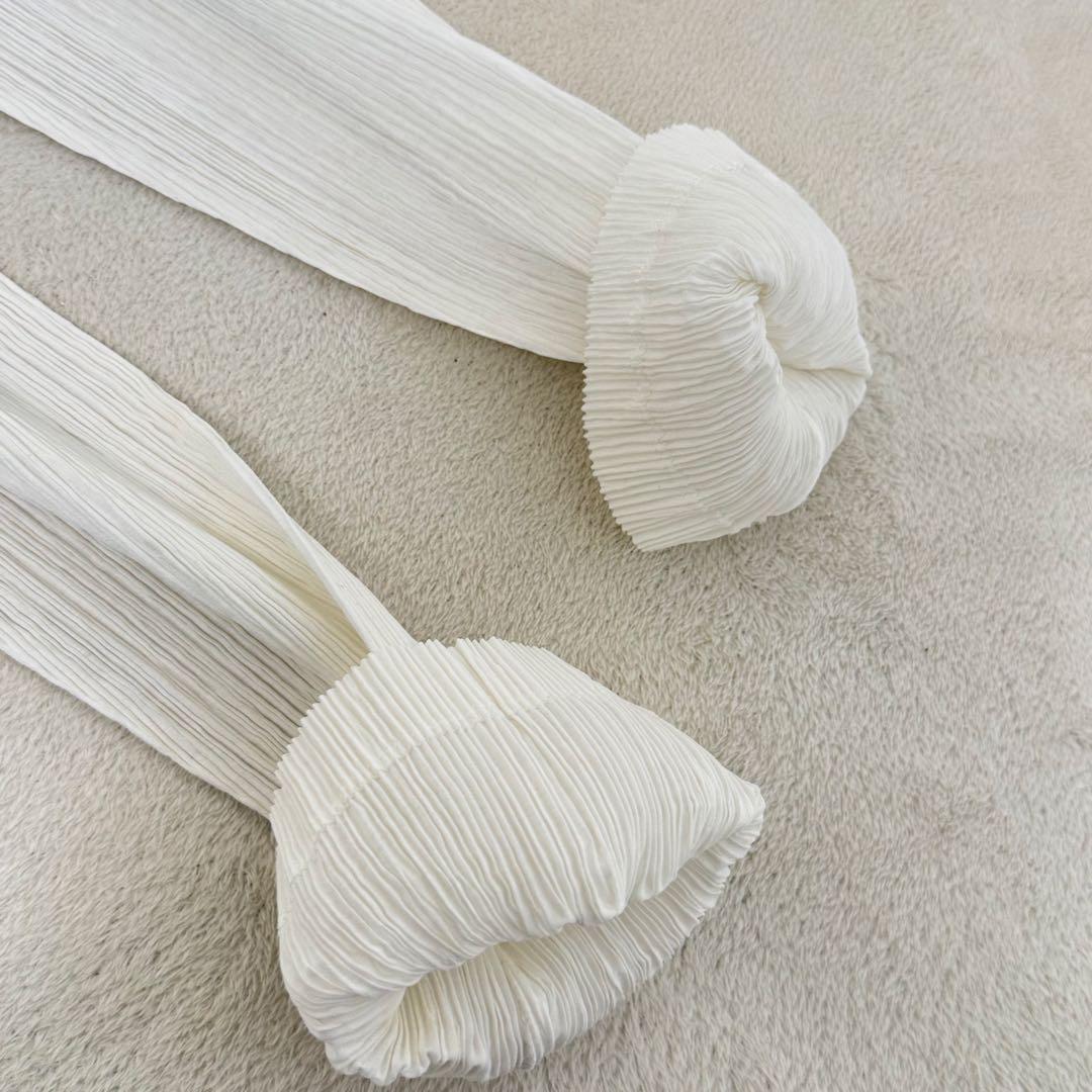極美品✨ISSEY MIYAKE プリーツ　ホワイト　ノーカラー　ジャケット