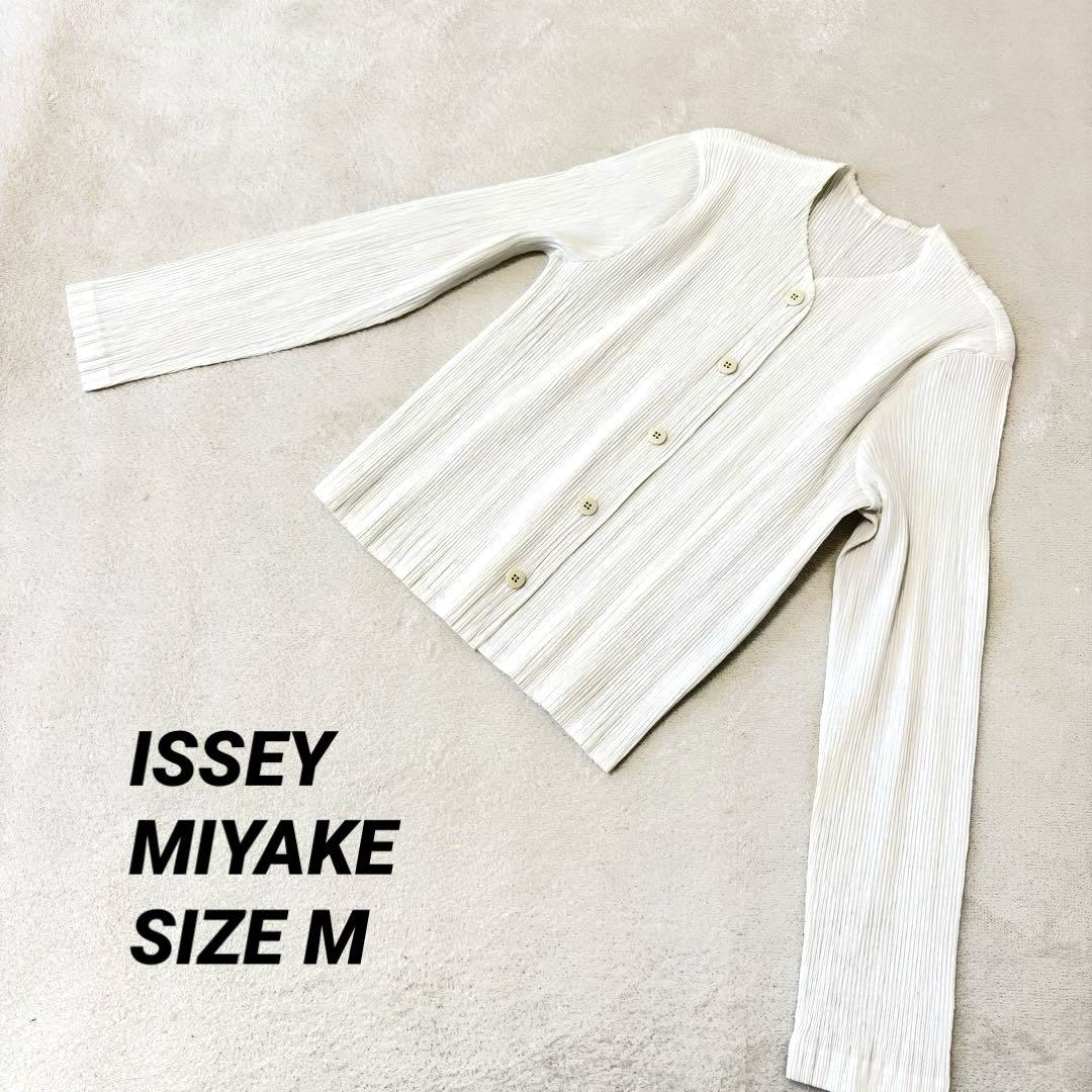 極美品✨ISSEY MIYAKE プリーツ　ホワイト　ノーカラー　ジャケット