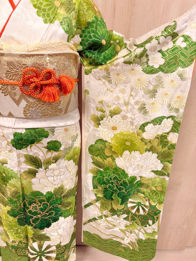 ♤Ren♤様用 振袖セット ヴィンテージ 白系 グリーン 金 MH2508214