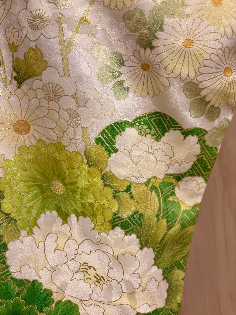 ♤Ren♤様用 振袖セット ヴィンテージ 白系 グリーン 金 MH2508214