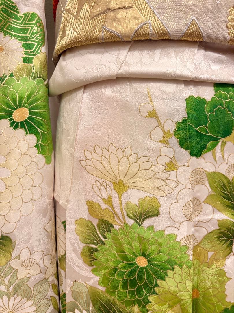 ♤Ren♤様用 振袖セット ヴィンテージ 白系 グリーン 金 MH2508214