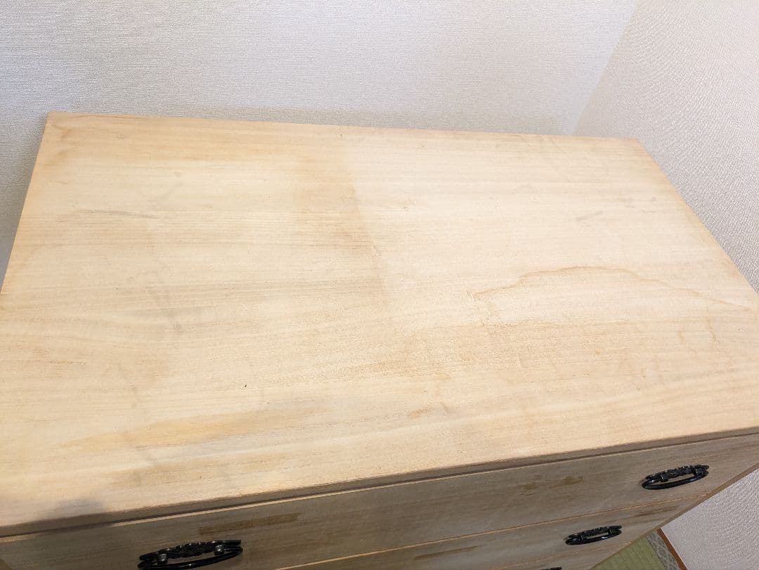 天然木桐箪笥　3段　桐タンス　マーゼルン 側面取っ手付き