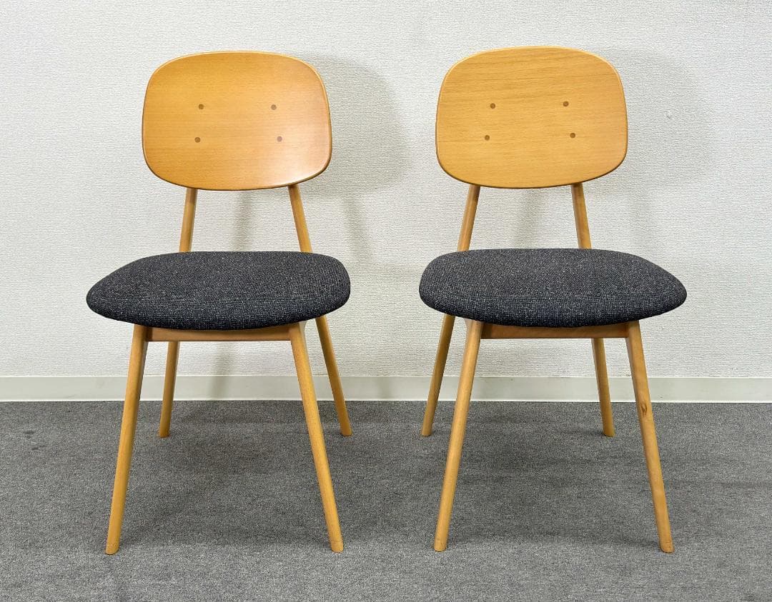 QUON■Plumイス　木製椅子　2脚セット　ナチュラル　ブナ　ダイニングチェア