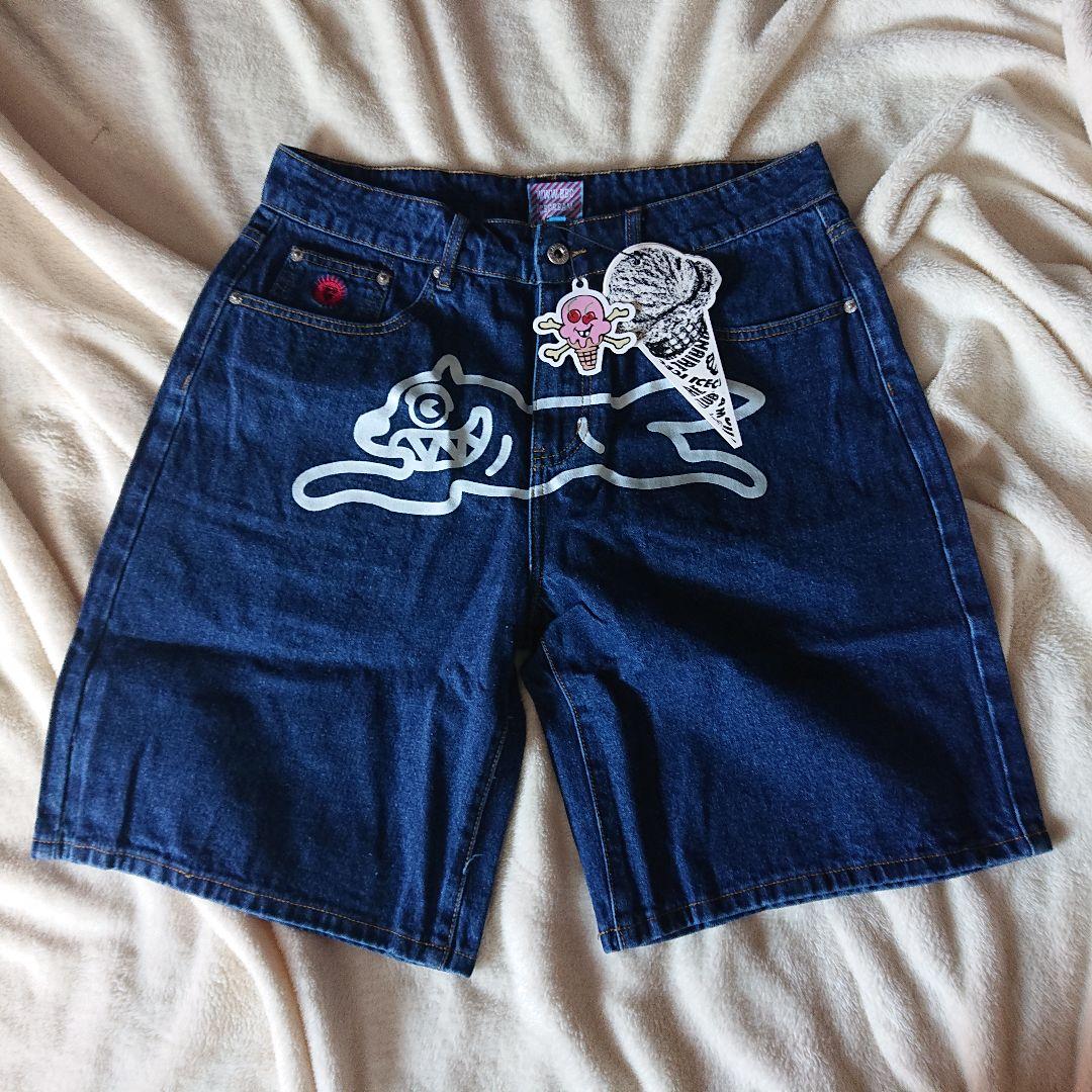 海外限定☆Icecream dog プリント デニムジーンズ ハーフパンツ