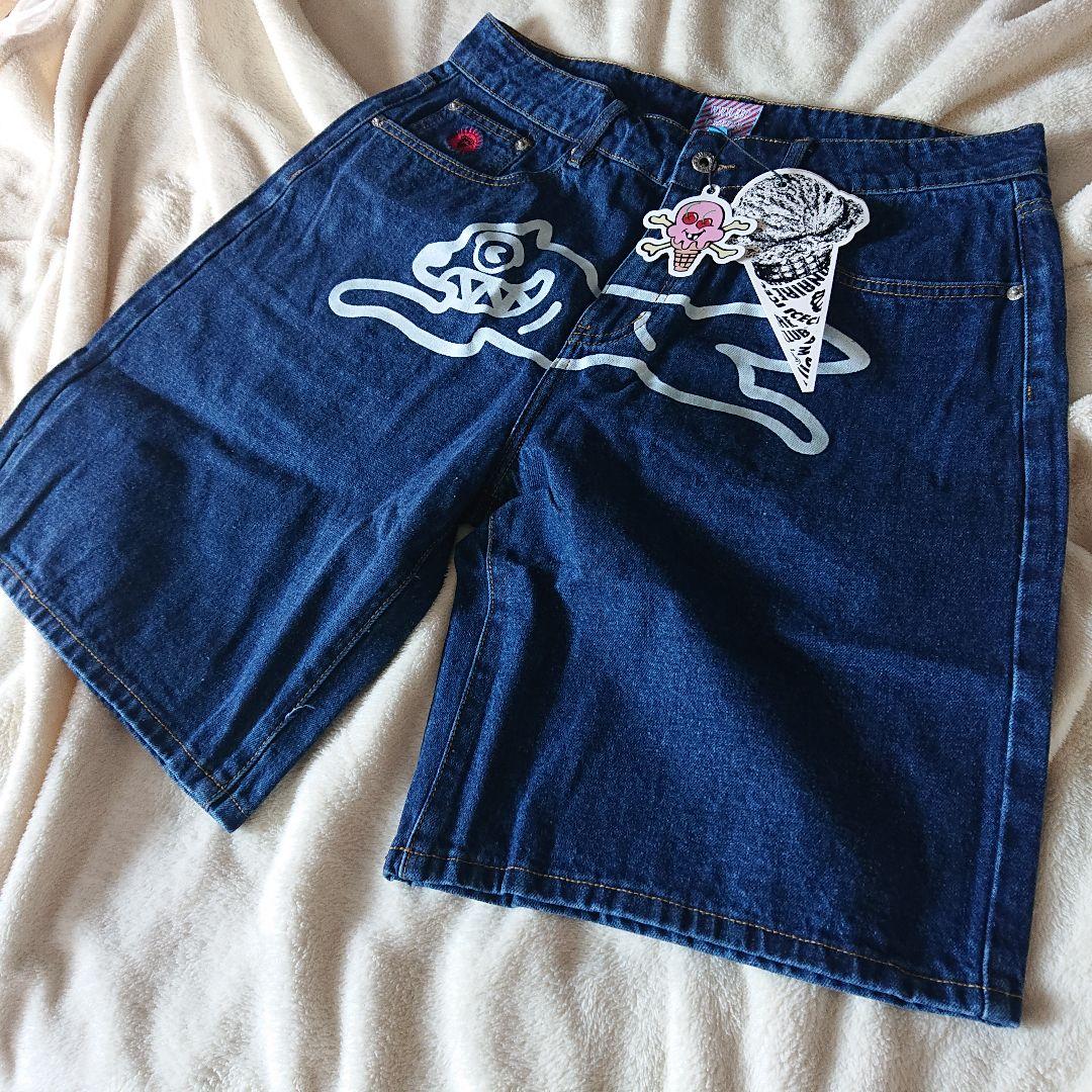 海外限定☆Icecream dog プリント デニムジーンズ ハーフパンツ