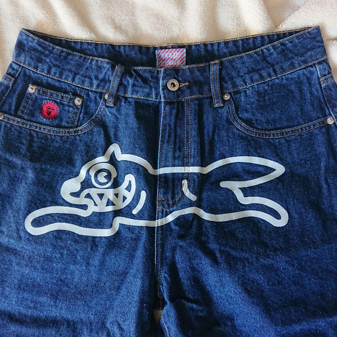 海外限定☆Icecream dog プリント デニムジーンズ ハーフパンツ