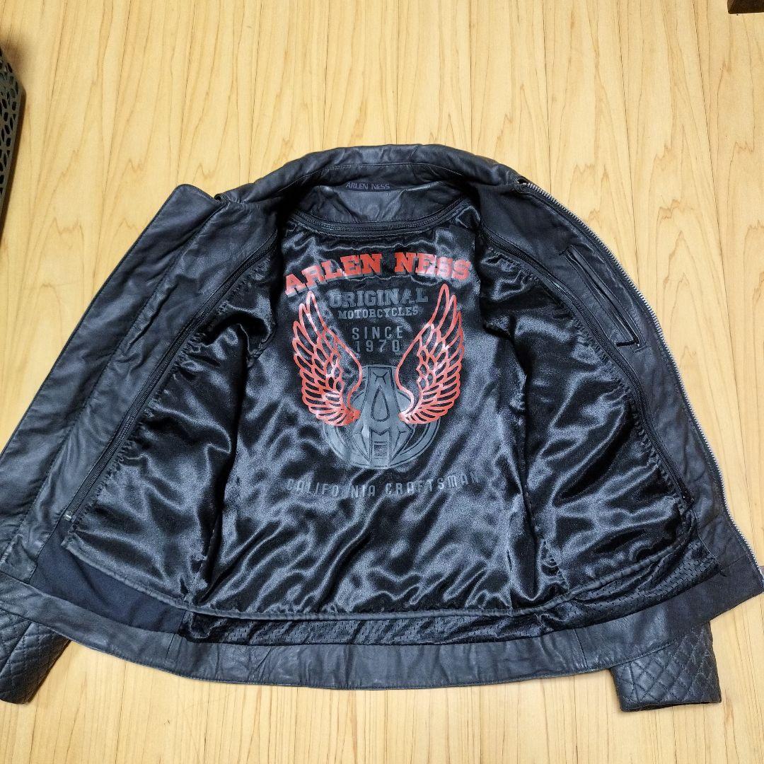 Lサイズ　ARLEN NESS ブラックレザージャケット　防寒　防風