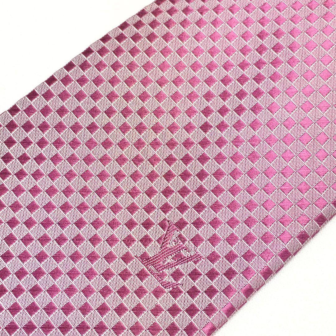 未使用級 ルイヴィトン Louis Vuitton ネクタイ ピンク ダミエ