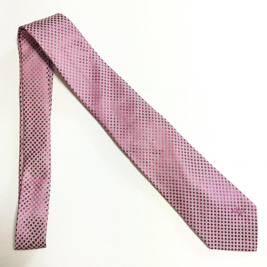 未使用級 ルイヴィトン Louis Vuitton ネクタイ ピンク ダミエ