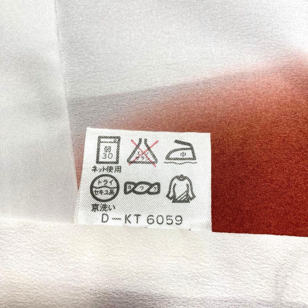 【美品✨】東レシルック　さんび　高島屋扱　洗える着物　江戸小紋　青海波　赤茶B8