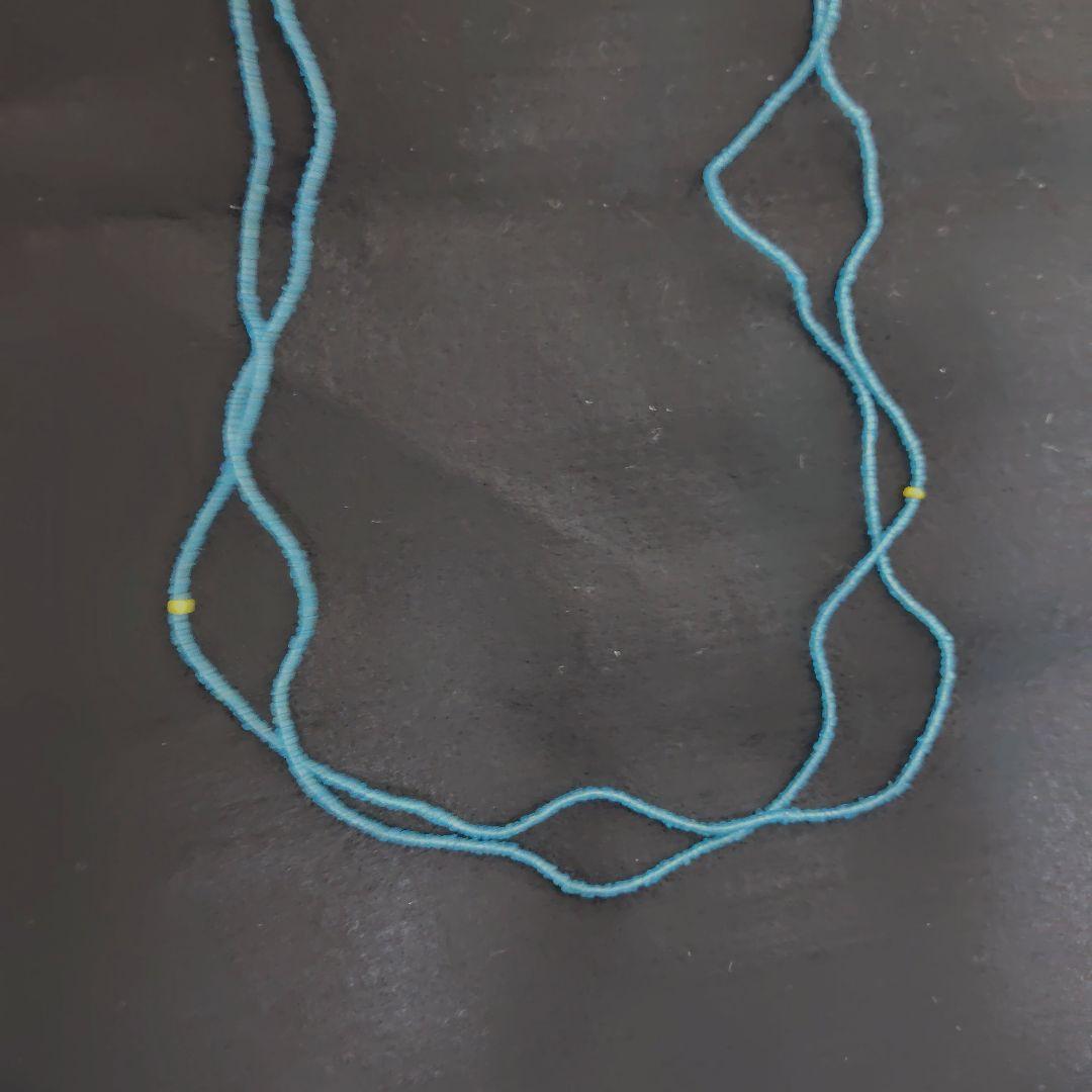 45rpm アンティークビーズのネックレス　ブルー　45rpmのピンのおまけ付き