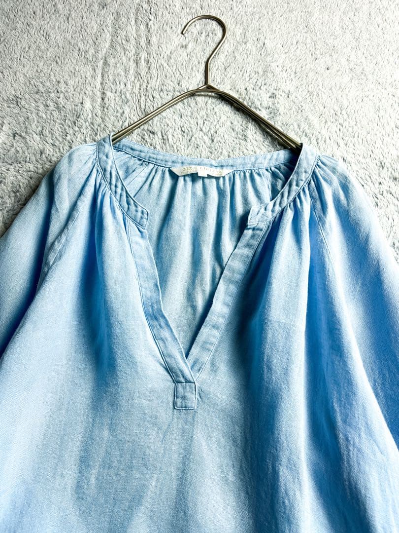 【23区】LIBECO 麻100% ネックギャザー スキッパーチュニック 38