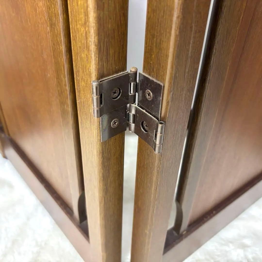 美品 アンティーク ４連パーテーション 木製スラットデザイン 間仕切り 家具