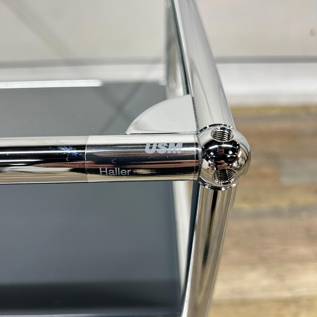 USM Haller テレフォンスタンド 電話台 W373 ガラス クローム