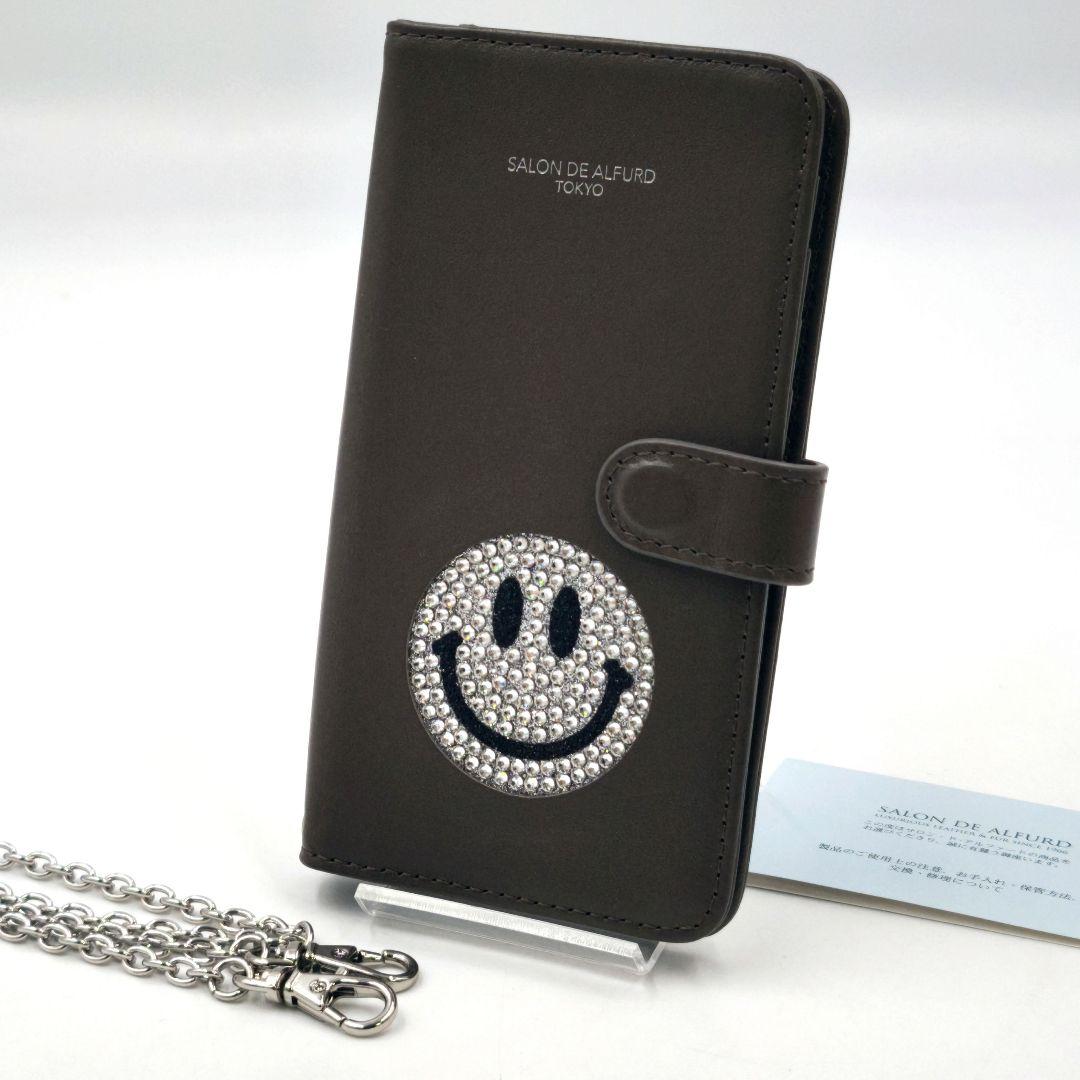 【極美品】サロンドアルファード スマホケース スワロフスキー 手帳型 スマイル