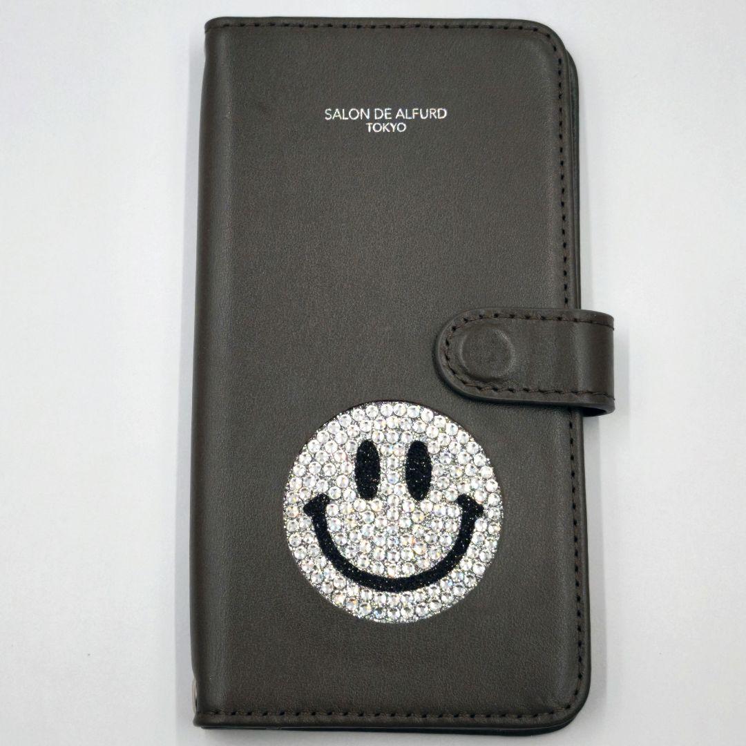 【極美品】サロンドアルファード スマホケース スワロフスキー 手帳型 スマイル