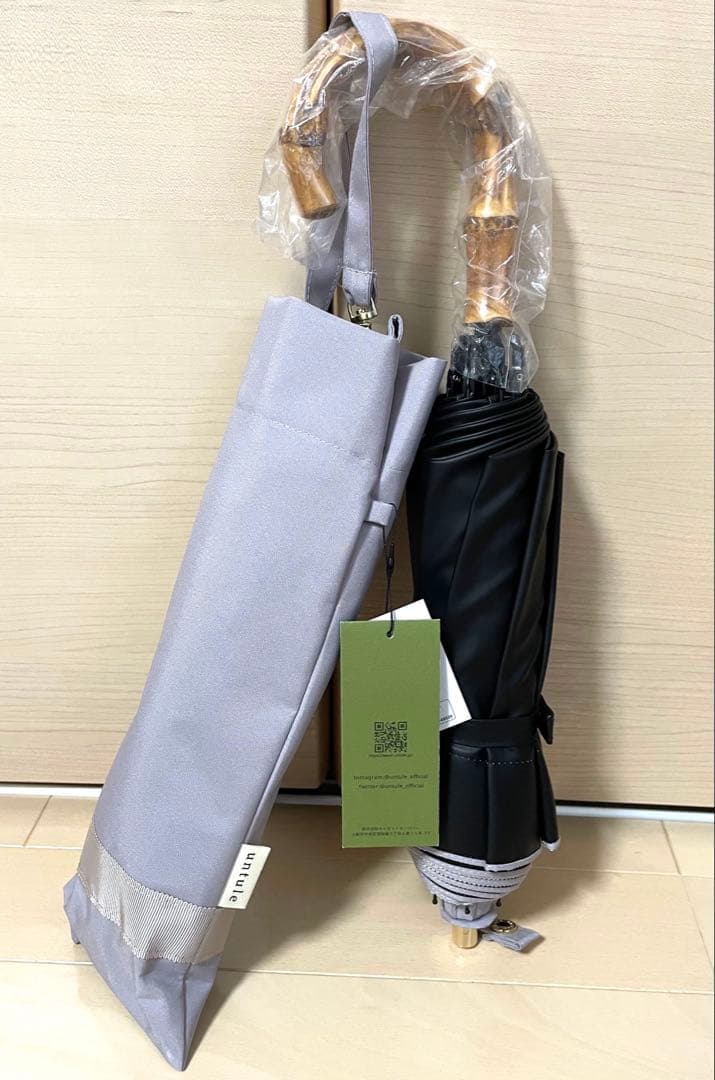 untule 2段2WAY 折りたたみ日傘 モーブグレー／ピンクグレー