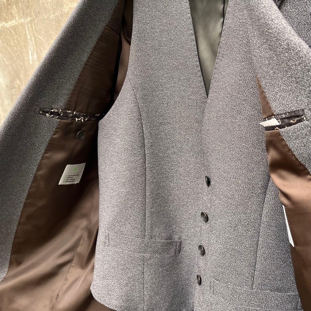 【未使用級】SUIT SELECT 3ピーススーツ 4S グレー M相当