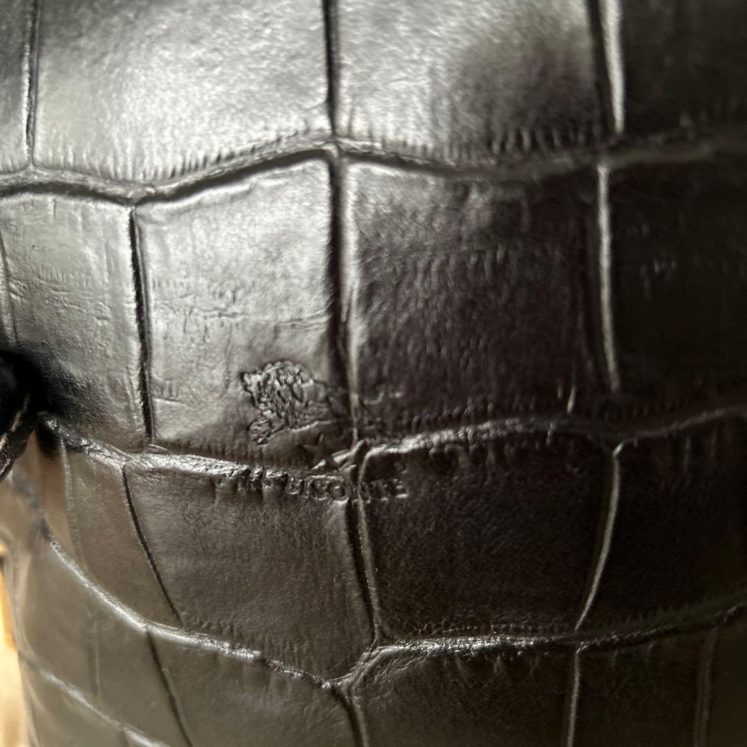 専用　美品　ILBISONTE レザーショルダーバッグ クロコダイル型押し 黒