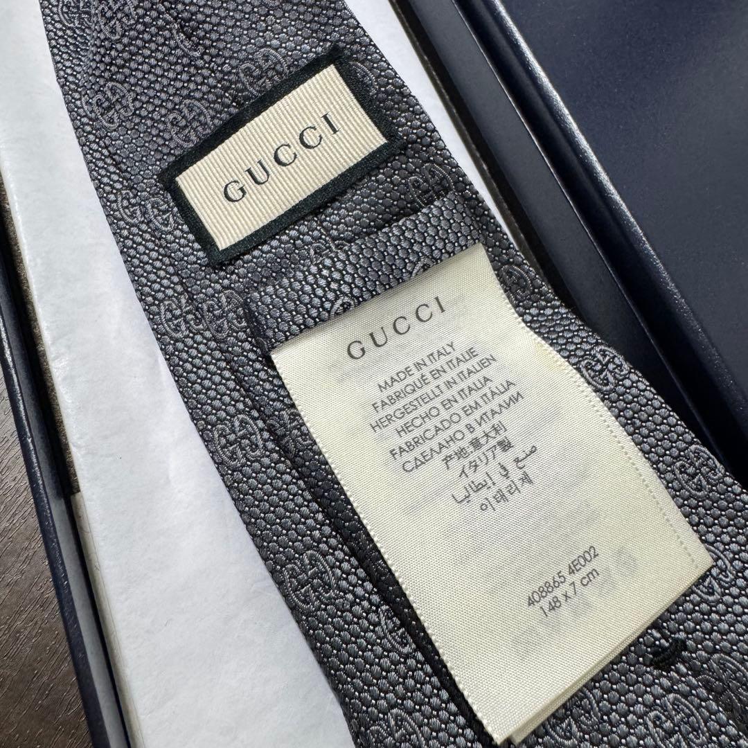 定価3.6万 近年モデル GUCCI グッチ GG柄 ネクタイ 蜂 ガンメタ