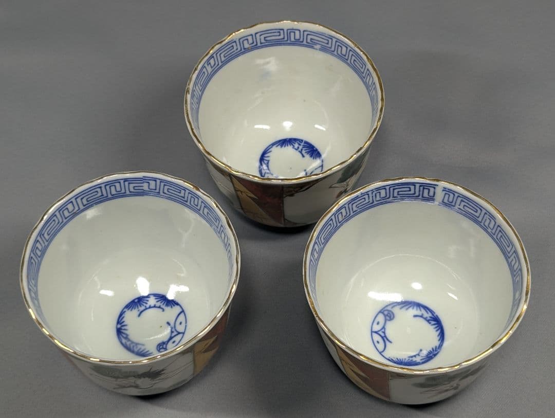 m.mamaさま専用　色絵松鶴図向付蕎麦猪口3客 染付山水文舟形皿刺身皿6枚