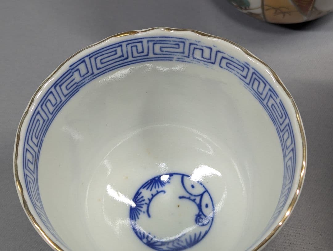 m.mamaさま専用　色絵松鶴図向付蕎麦猪口3客 染付山水文舟形皿刺身皿6枚