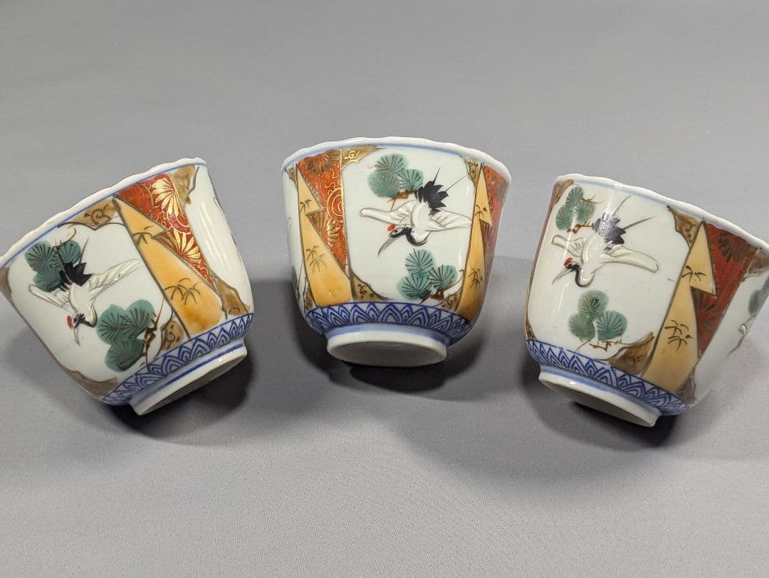 m.mamaさま専用　色絵松鶴図向付蕎麦猪口3客 染付山水文舟形皿刺身皿6枚