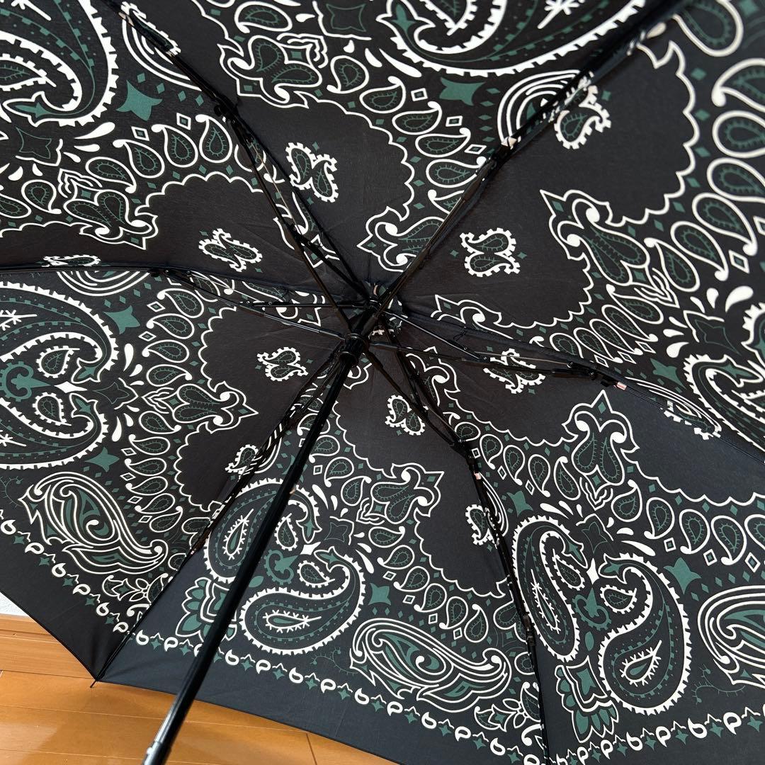 マニプリ　晴雨兼用　軽量　折り畳み傘　ペイズリー　グリーン　緑