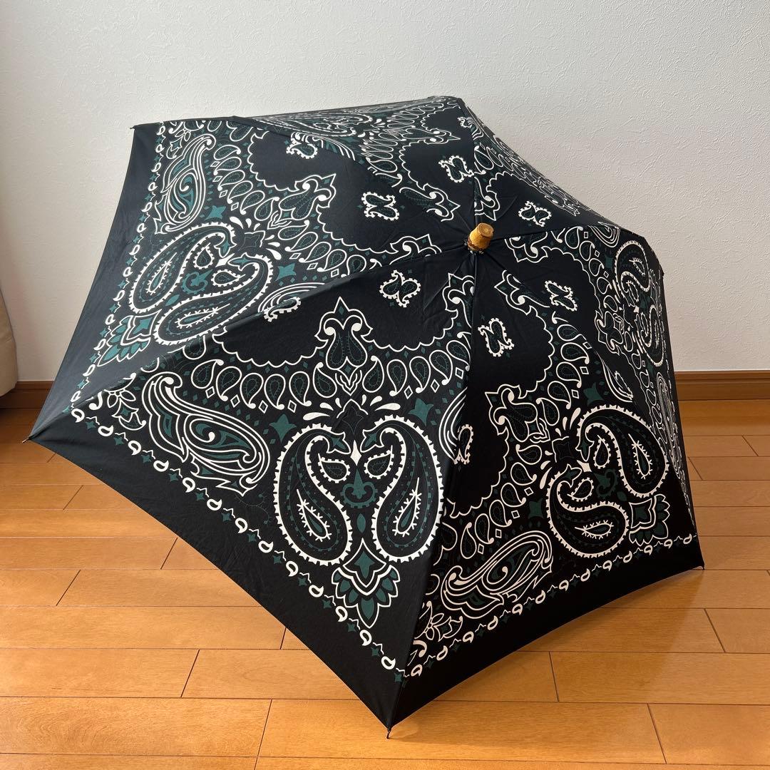 マニプリ　晴雨兼用　軽量　折り畳み傘　ペイズリー　グリーン　緑