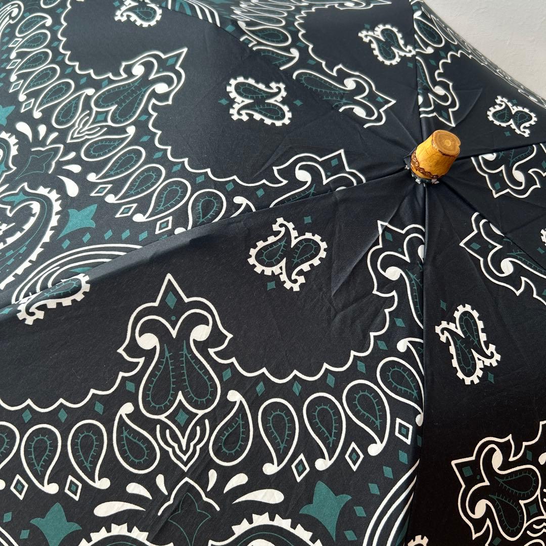 マニプリ　晴雨兼用　軽量　折り畳み傘　ペイズリー　グリーン　緑