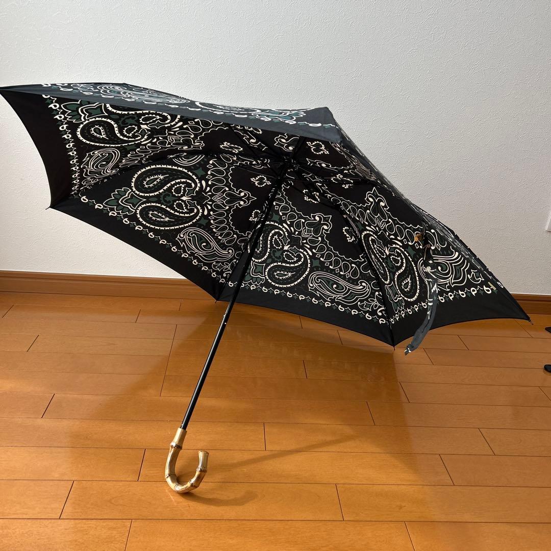 マニプリ　晴雨兼用　軽量　折り畳み傘　ペイズリー　グリーン　緑