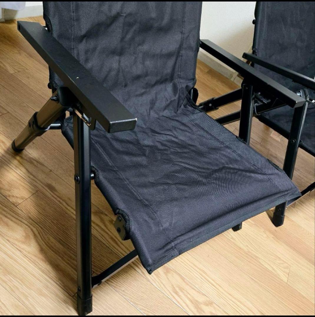 CAPTAIN STAG リクライニングチェア 2脚 ブラック塗装