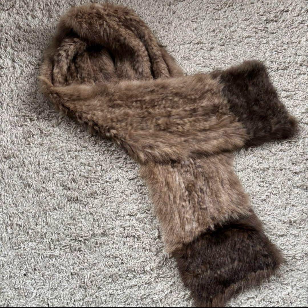 ロシアンセーブル グラデーションロングファーマフラー　セーブルファー