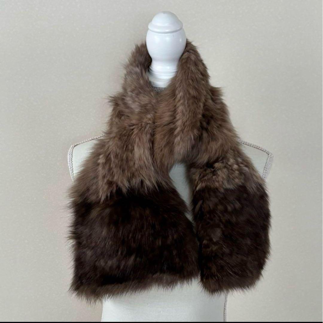 ロシアンセーブル グラデーションロングファーマフラー　セーブルファー