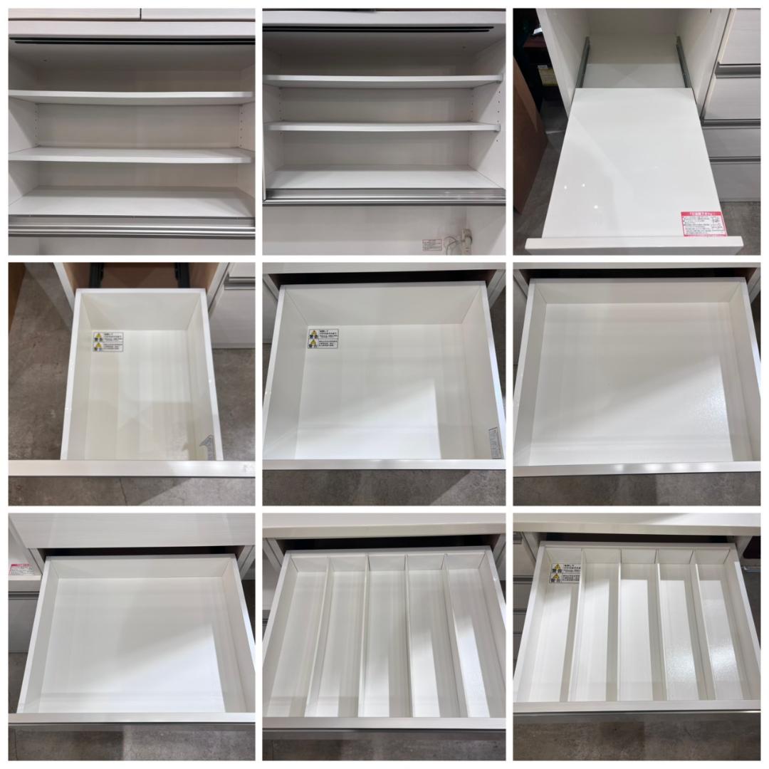 【美品】NITORI LIGARE 160 上置き付き キッチンボード 食器棚