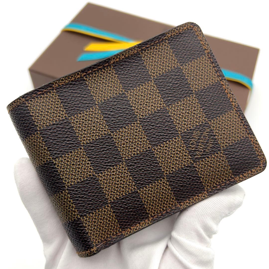 ルイヴィトン ダミエ 二つ折り財布 ミュルティプル イニシャル無し 男女兼用