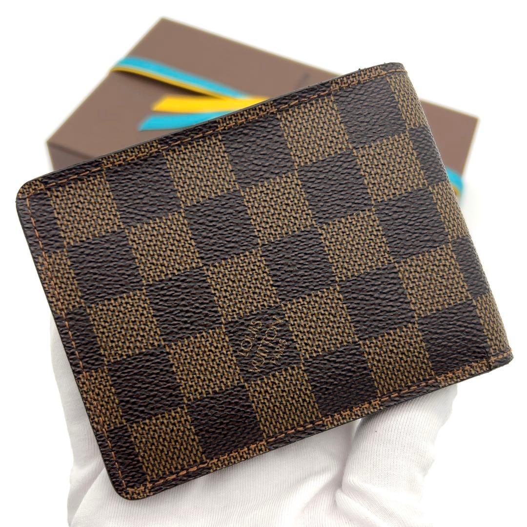 ルイヴィトン ダミエ 二つ折り財布 ミュルティプル イニシャル無し 男女兼用