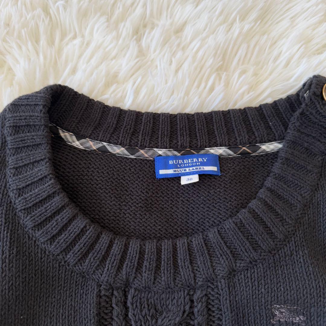 BURBERRY バーバリーブルーレーベル 綿ニットワンピース 金ボタン 38
