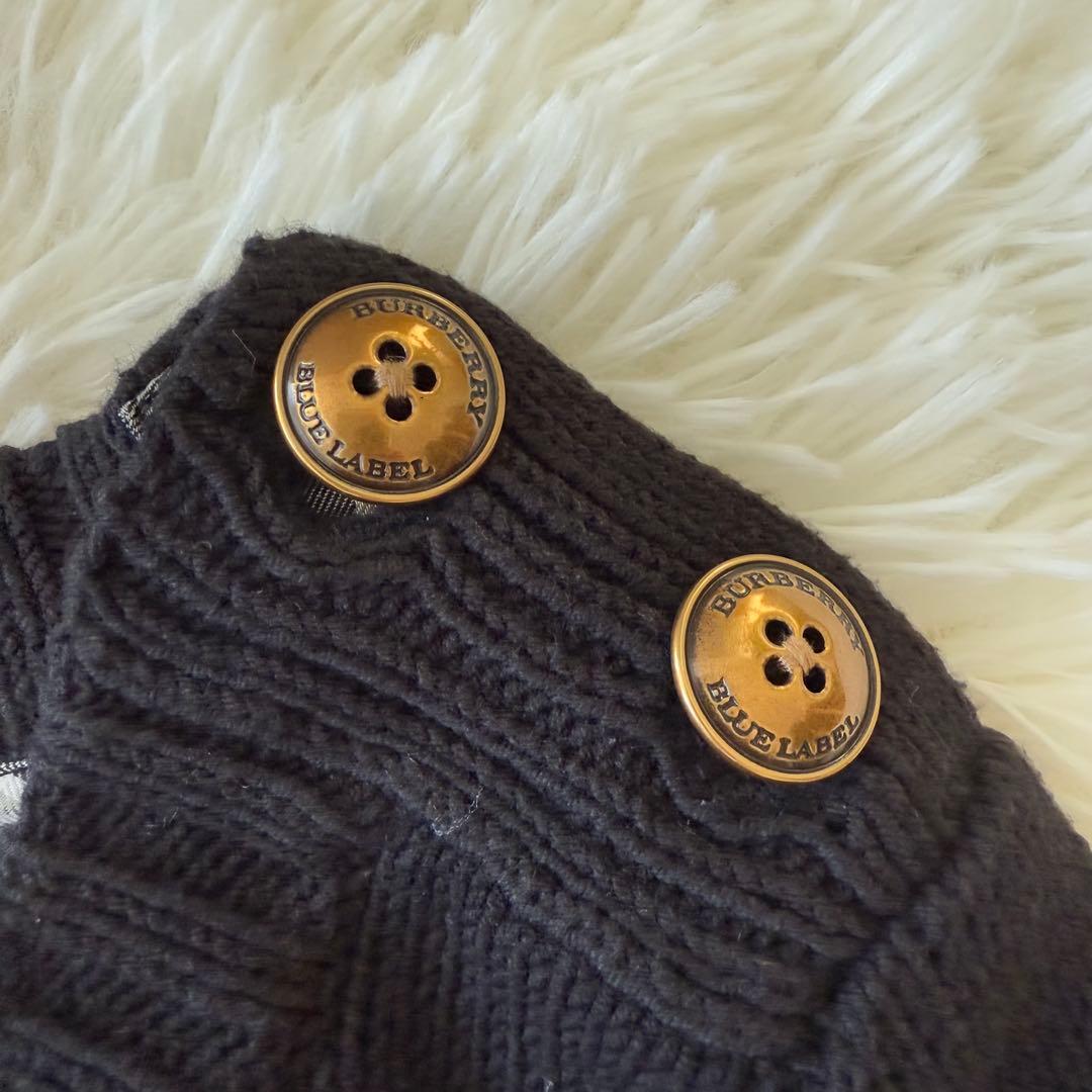 BURBERRY バーバリーブルーレーベル 綿ニットワンピース 金ボタン 38